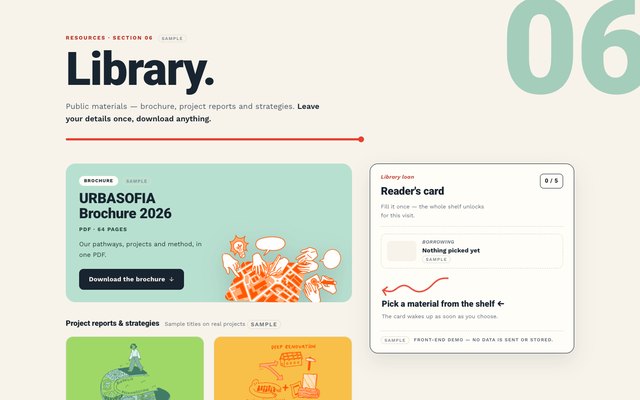 Raftul — secțiunea Library cu materialul pe mint și fișa de împrumut deschisă în dreapta
